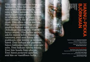 Näytelmän käsiohjelman aukeama: Aivan kuin minua ei olisi, Q-teatteri (2010), kuvassa Hannu-Pekka Björkman