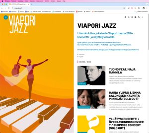 Viapori Jazz -festivaalin verkkosivujen etusivu (2024)